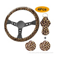 Cubierta de volante de autos retro de leopardo de costura barata